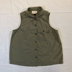 Universal Thread Womens Sleeveless 100% Cotton Collared Button-Down Green Top S